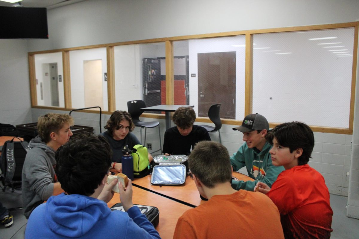 Many students eat lunch in the LHS cafeteria. Groups of students can be found here during all lunch periods, third through sixth. Students even spend time here before school officially starts. In addition, students can also buy various foods such as pizzas, sandwiches, chicken tenders and many other items.