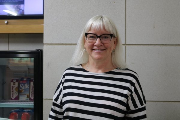 Karin Peterson, a social worker from Youth and Family Counseling is pictured near the main entrance. Karin works hard to create a safe space for adolescents and their families. “Children should be educated on their mental health and emotions early on.”